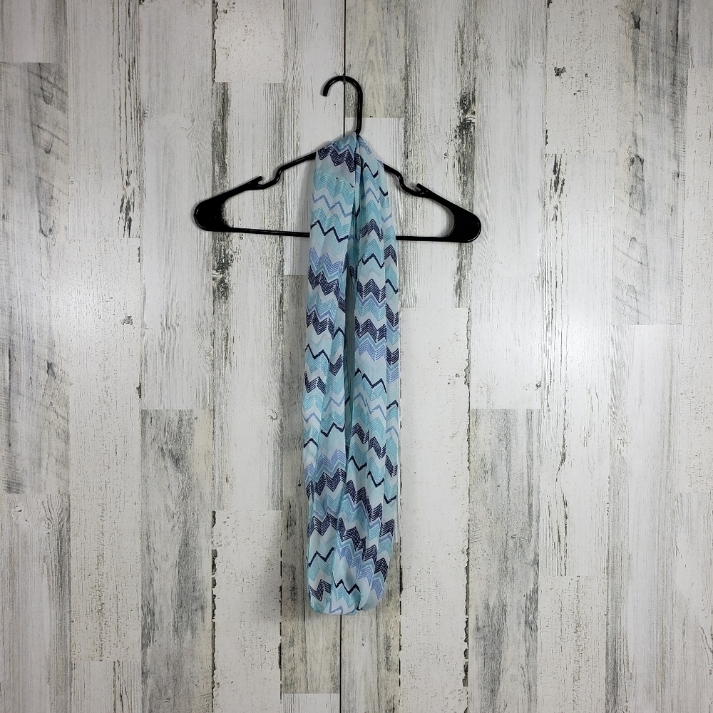 Unbranded blue, white sheer infinity scarf one size